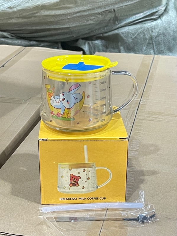 Ly Thuỷ Tinh Chia Vạch Nắp Vàng 350ML (Thùng 48)