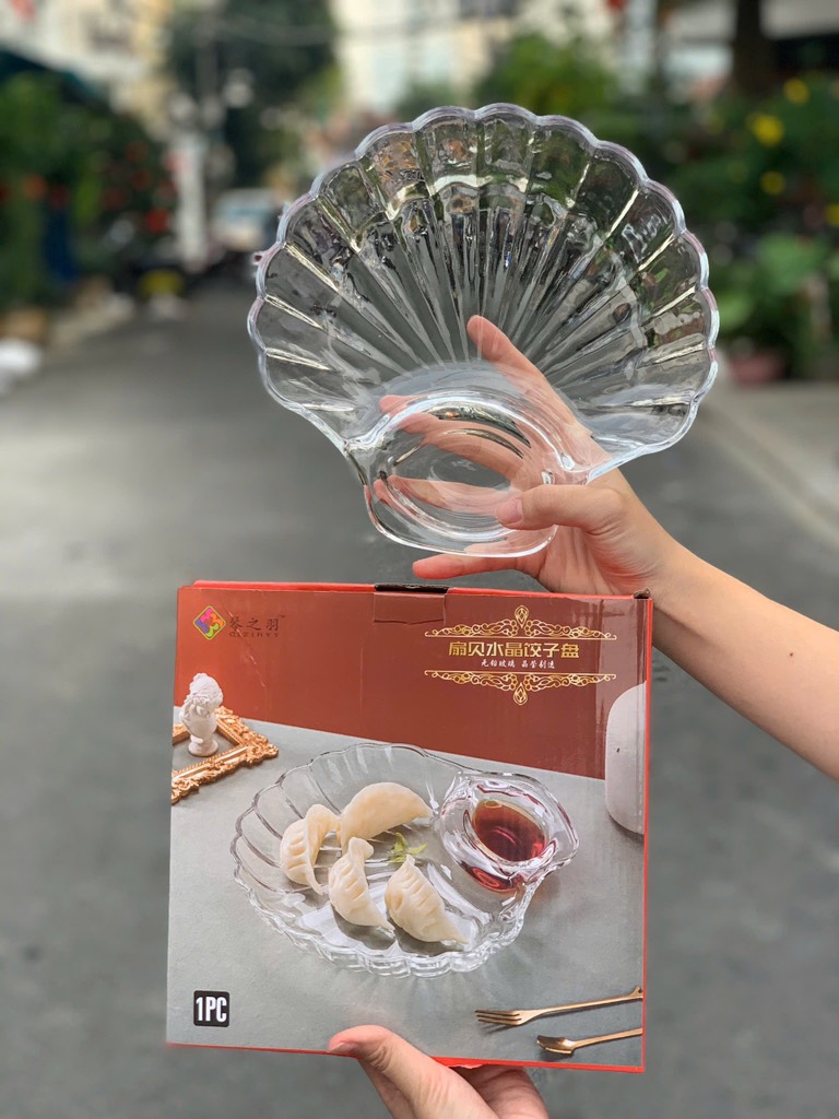 Dĩa Thuỷ Tinh Vỏ Sò JZ8009 (Thùng 20)