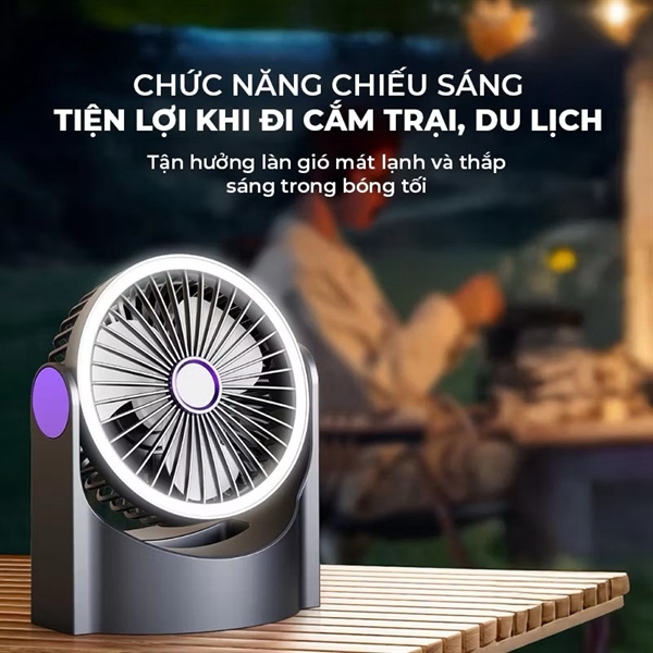 Quạt Tích Điện Đế Vuông Có Đèn (Thùng 57 - 60)