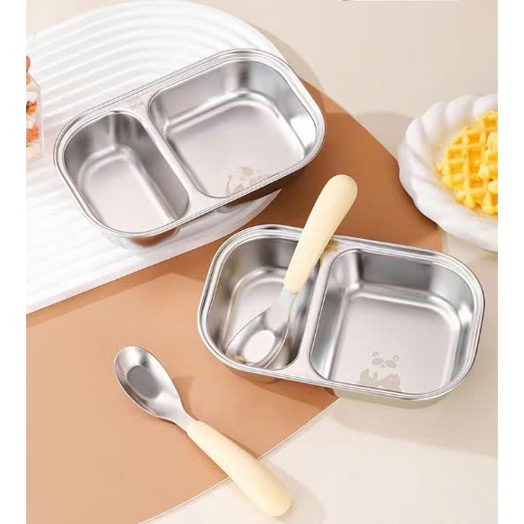 Khay gấu kèm thìa hàng rẻ size to (Thùng 200)