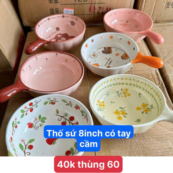 Thố Sứ 8inch Có Tay Cầm (Thùng 60)