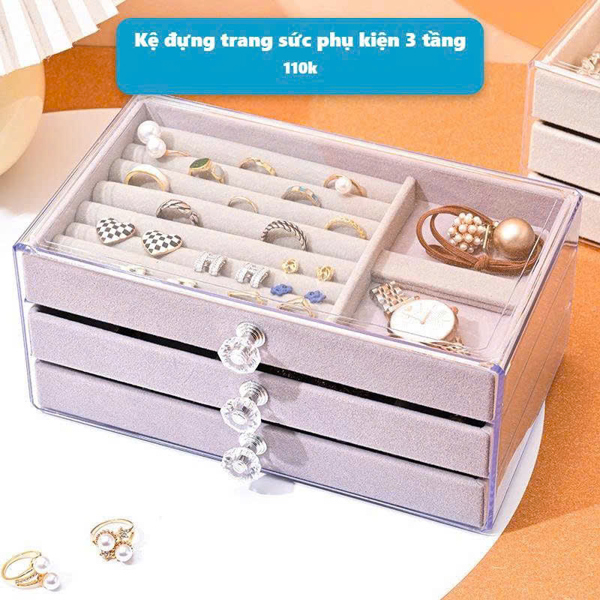 kệ đựng trang sức phụ kiện 3 tầng