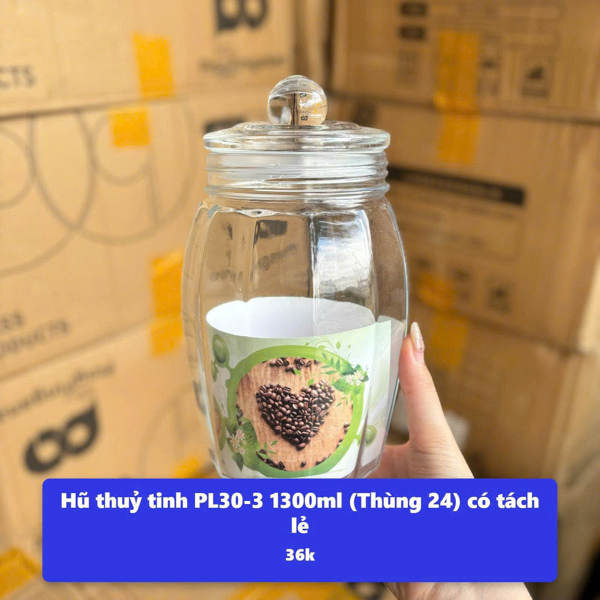 Hũ thuỷ tinh PL30-3 1300ml (thùng 24)
