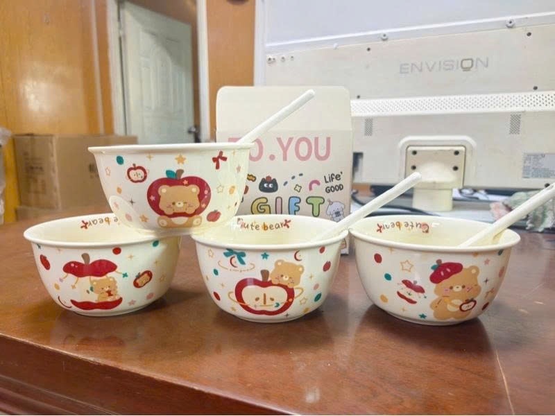 Set Chén Kèm Muỗng Gấu Táo (Thùng 60)