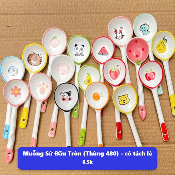 Muỗng Sứ Đầu Tròn (Thùng 480)