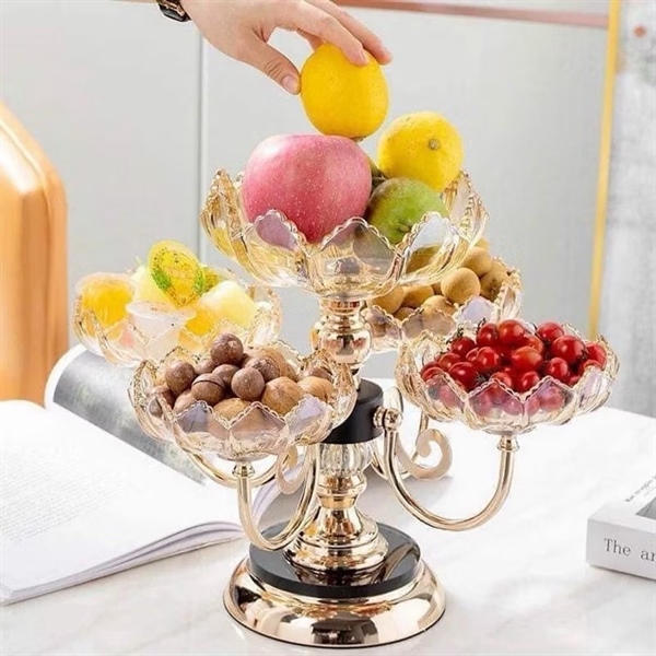 (Hình Hoa Viền Răng) Set Đựng Mứt 5 Nhánh Cao Cấp Thủy Tinh Xoay 360 (Thùng 12)