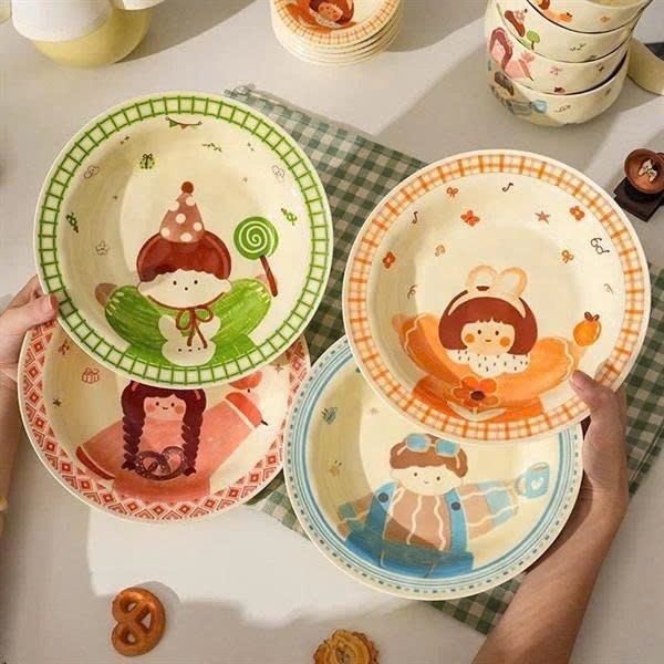 Đĩa Sứ Tròn size 8.5 Chibi Cute (Thùng 60)