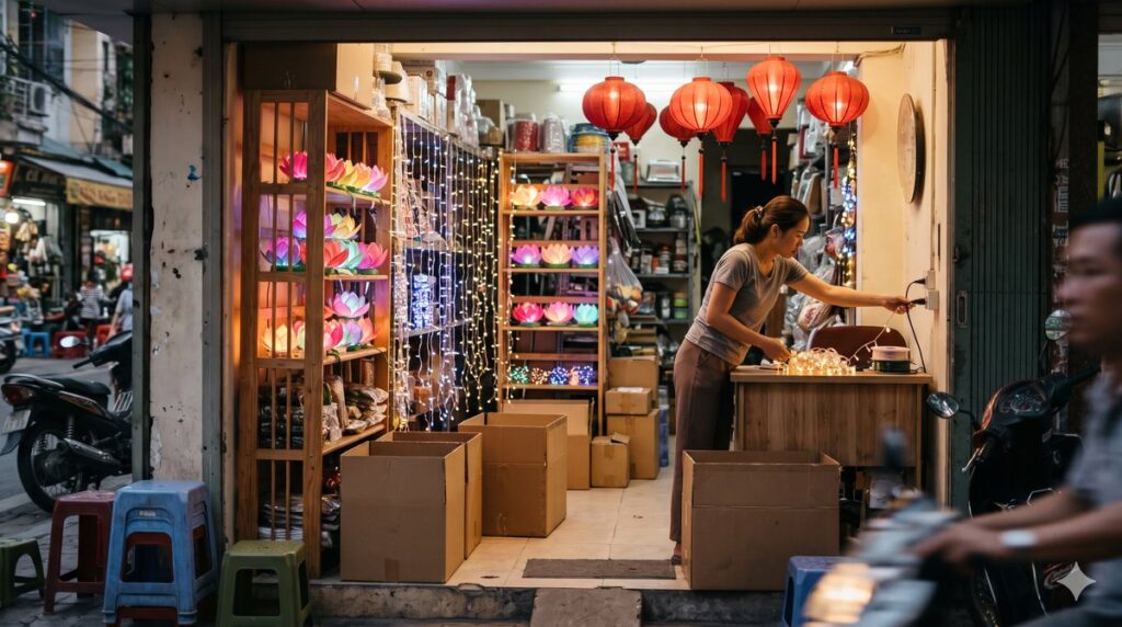 Nhập đèn trang trí sỉ: chủ shop gia dụng thử dây đèn nháy trước mùa Noel, Tết
